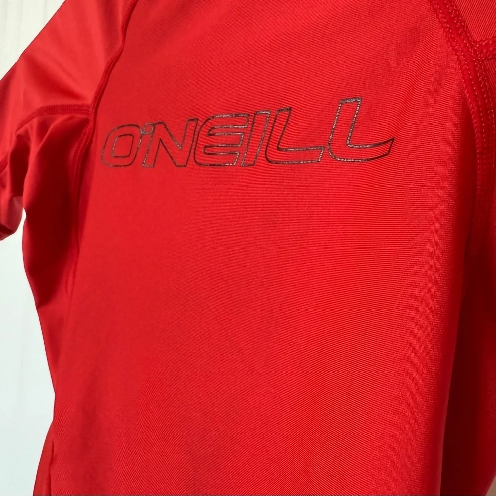 O'Neill Youth Rash Guard Shirt Red UPF 50+ Short Sleeve Size 10 Swimming Surf